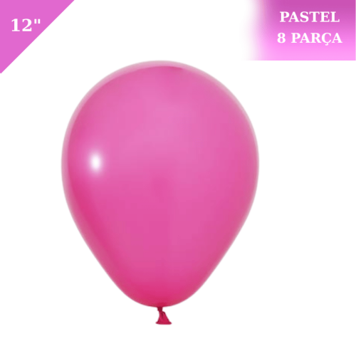 Pastel Lateks Balon 12 İnç 8 Parça Fuşya - 