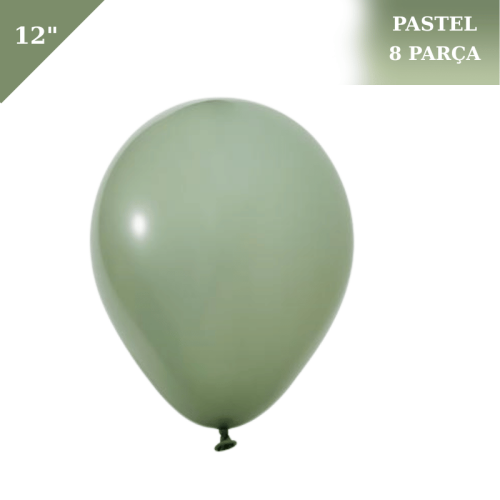Pastel Lateks Balon 12 İnç 8 Parça Küf Yeşili - 1