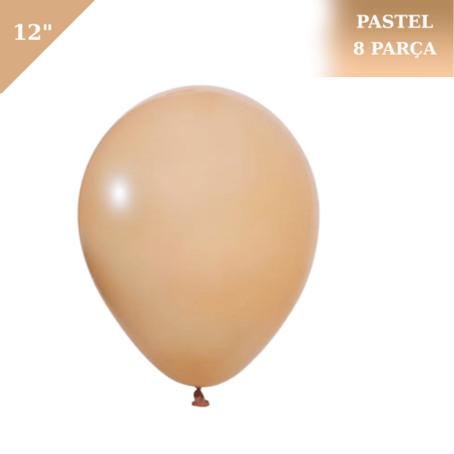 Pastel Lateks Balon 12 İnç 8 Parça Ten Rengi - 
