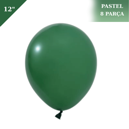 Pastel Lateks Balon 12 İnç 8 Parça Koyu Yeşil - 