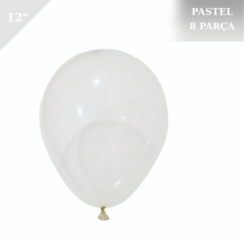 Pastel Lateks Balon 12 İnç 8 Parça Şeffaf - 