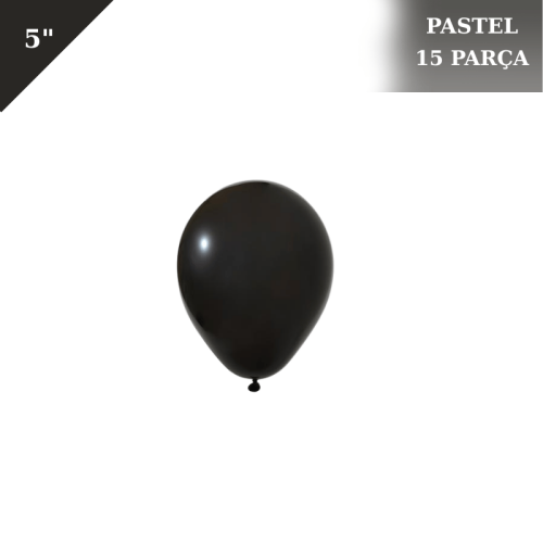 Pastel Lateks Balon 5 inç 15 Parça Siyah - 1