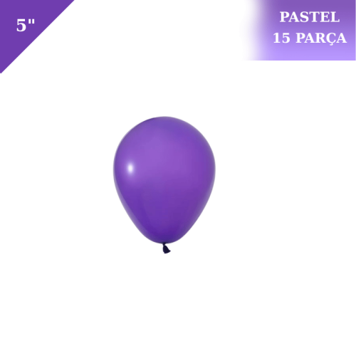  Lateks Pastel Balon 5 inç 15 Parça Mor - 