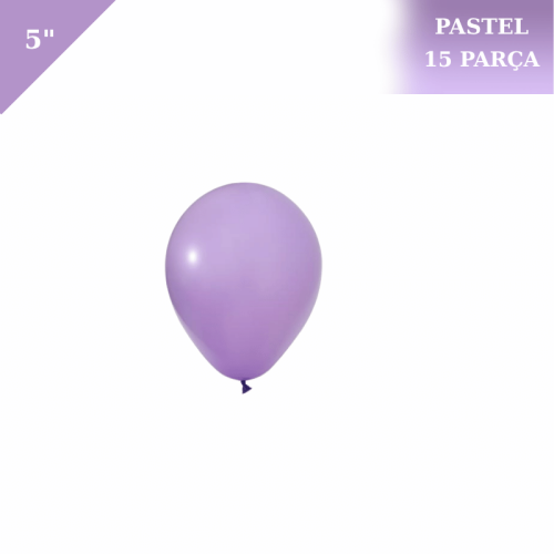 Pastel Lateks Balon 5 inç 15 Parça Lila - 1