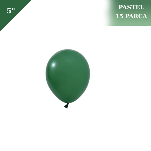 Pastel Lateks Balon 5 inç 15 Parça Koyu Yeşil - 1