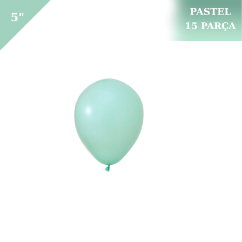  Lateks Pastel Balon 5 inç 15 Parça Su Yeşili - 
