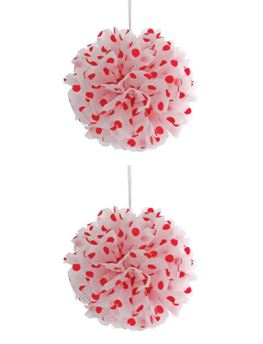 Tavan Süsü Pelur Kağıt Ponpon Fener 30 Cm 2li Kırmızı - 