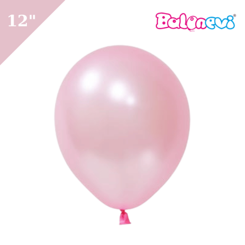 Lateks Metalik Balon 100 Parça Pembe 12 İnç Balonevi - 1