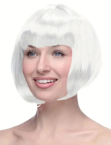 Peruk Saç Kısa Küt Model 25 Cm Beyaz - 