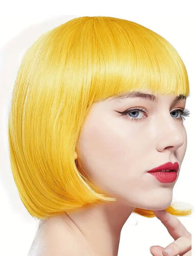 Peruk Saç Kısa Küt Model 25 Cm Sarı - 