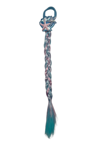 Peruk Saç Tokalı Deniz Kızı Model Örgülü Mavi - 