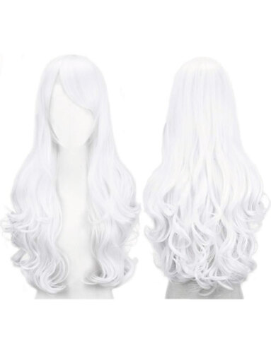 Peruk Saç Uzun Kahküllü 50 Cm Beyaz - 