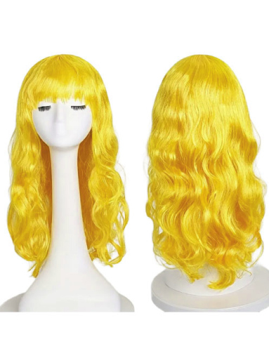 Peruk Saç Uzun Kahküllü 50 Cm Sarı - 