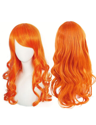 Peruk Saç Uzun Kahküllü 50 Cm Turuncu - 