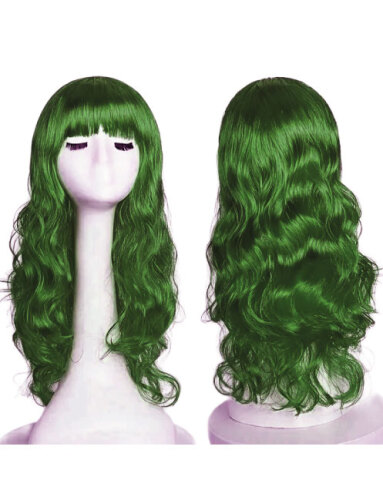 Peruk Saç Uzun Kahküllü 50 Cm Yeşil - 