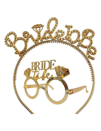 Plastik Bride To Be Taç Gözlük Altın Set - 