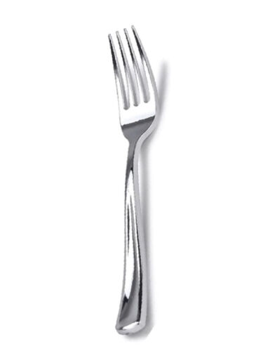 Plastik Çatal Metal Görünümlü 12 Parça - 1