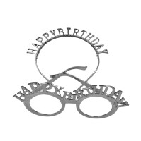 Plastik Happy Birthday Taç Gözlük Gümüş Set - 2