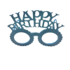 Plastik Happy Birthday Taç Gözlük Set Simli Mavi - 2