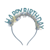 Plastik Happy Birthday Taç Gözlük Set Simli Mavi - 3