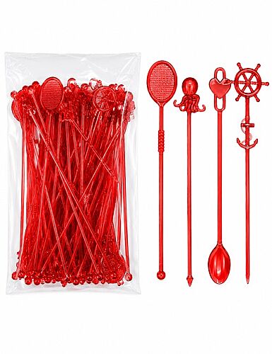 Plastik Karıştırıcı Uzun 50'li Kırmızı - 