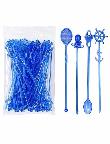 Plastik Karıştırıcı Uzun 50'li Mavi - 