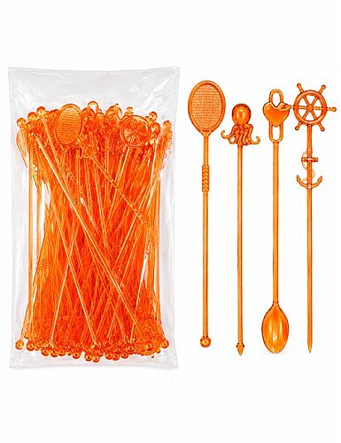  Plastik Karıştırıcı Uzun 50'li Turuncu - 