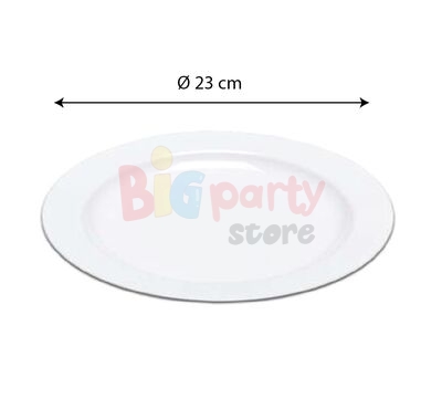 Plastik Porselen Görünümlü Beyaz Tabak 23 Cm 10 Parça - 2
