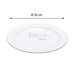 Plastik Porselen Görünümlü Beyaz Tabak 26 Cm 10 Parça - 2