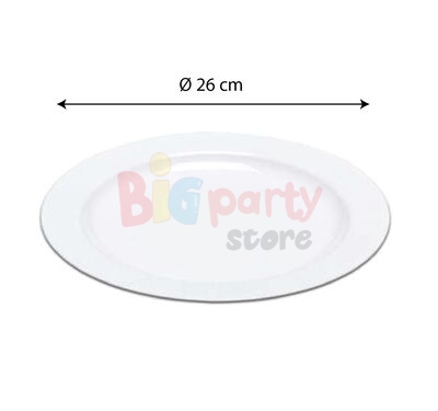 Plastik Porselen Görünümlü Beyaz Tabak 26 Cm 10 Parça - 2