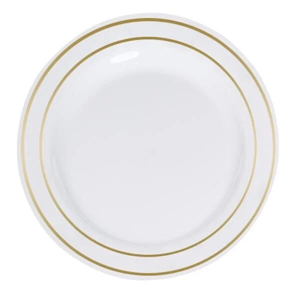 Porselen Görünümlü Beyaz Tabak Gold Varaklı 26 Cm 6 Parça - 