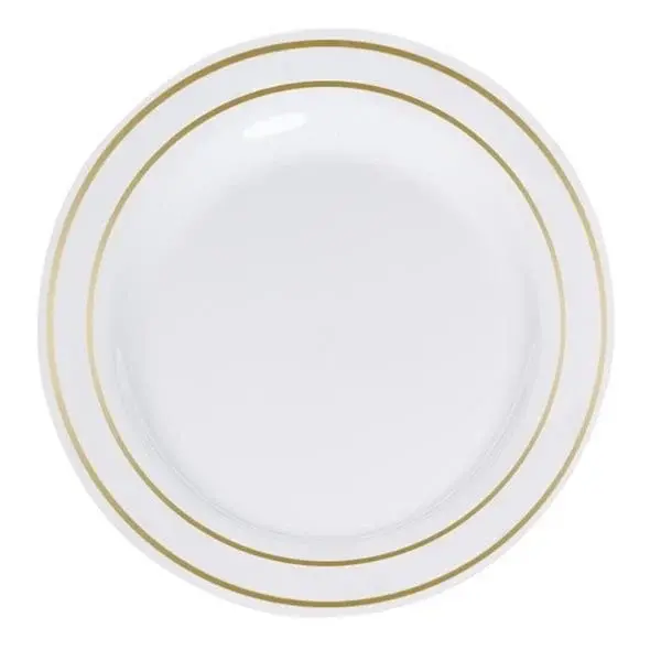 Porselen Görünümlü Beyaz Tabak Gold Varaklı 26 Cm 6 Parça - 