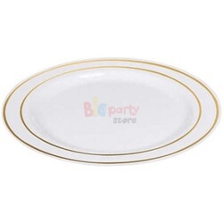 Porselen Görünümlü Beyaz Tabak Gold Varaklı 26 Cm 6 Parça - 2