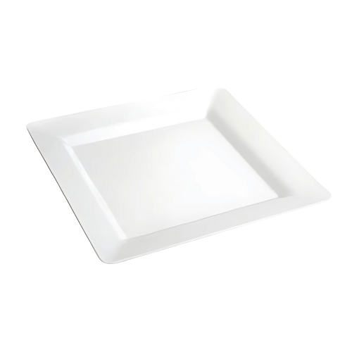 Plastik Porselen Görünümlü Kare Beyaz Tabak 18 Cm 10 Parça - 1