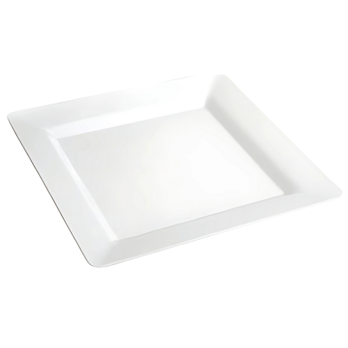Plastik Porselen Görünümlü Kare Beyaz Tabak 22 Cm 10 Parça - Metplast