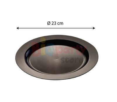 Plastik Porselen Görünümlü Siyah Tabak 23 Cm 10 Parça - 2