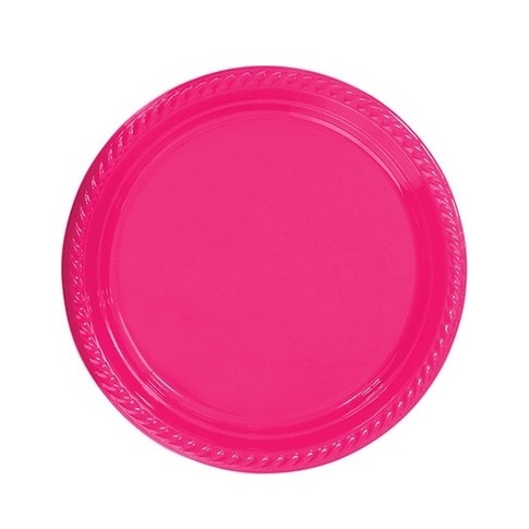 Plastik Tabak Fuşya 22 Cm / 25 Parça - 1