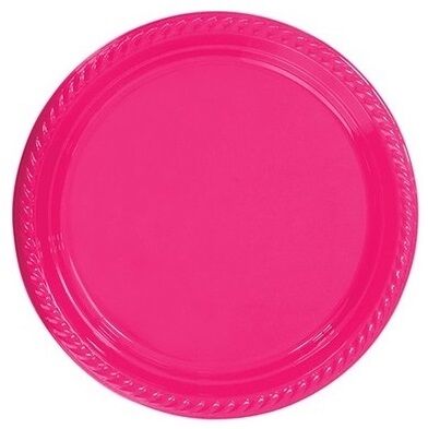 Plastik Tabak Fuşya 22 Cm / 25 Parça - 