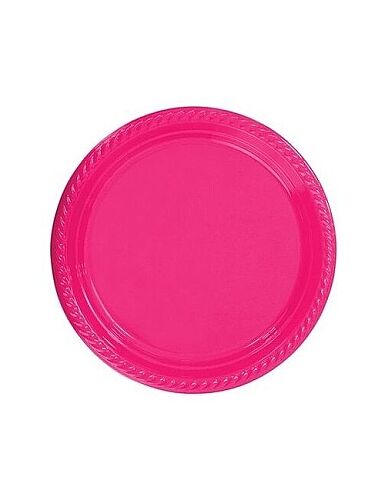 Plastik Tabak Fuşya 22 Cm / 25 Parça - 