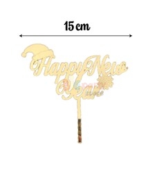 Pleksi Pasta Üstü Happy New Year Gold - 2