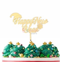 Pleksi Pasta Üstü Happy New Year Gold - 3