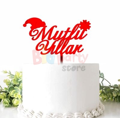 Pleksi Pasta Üstü Mutlu Yıllar Kırmızı - 1
