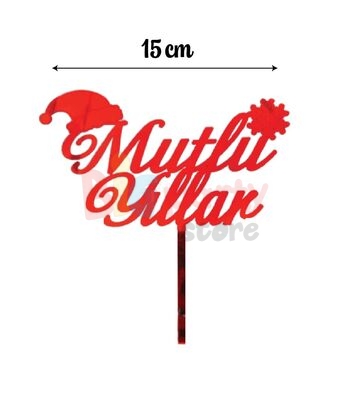 Pleksi Pasta Üstü Mutlu Yıllar Kırmızı - 2