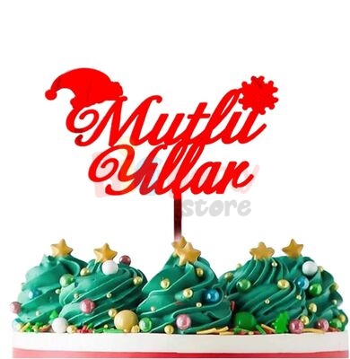 Pleksi Pasta Üstü Mutlu Yıllar Kırmızı - 3