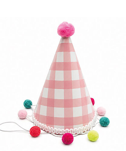 Ponponlu Şapka Ekoseli Desen 17 Cm Pembe - 