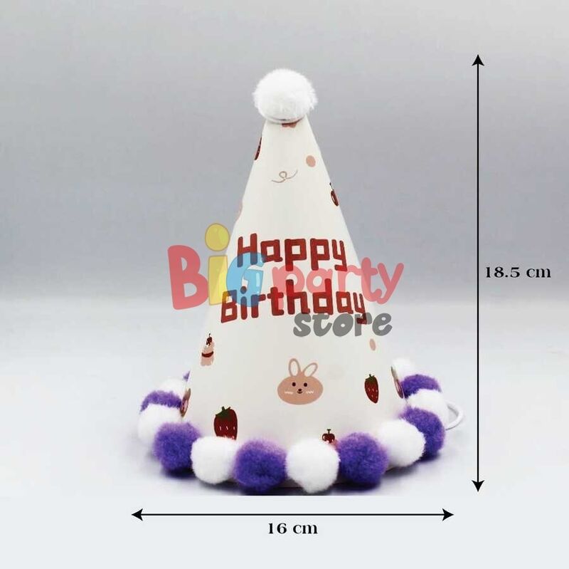 Ponponlu Şapka Happy Birthday Ayıcık Baskılı 18 cm - 1