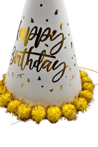 Ponponlu Şapka Happy Varaklı 25 Cm Altın - 2