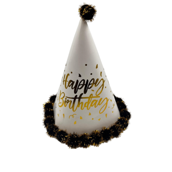 Ponponlu Şapka Happy Varaklı 25 Cm Siyah - 3