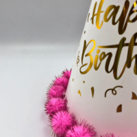 Ponponlu Şapka Happy Varaklı 25 Cm Pembe - 2