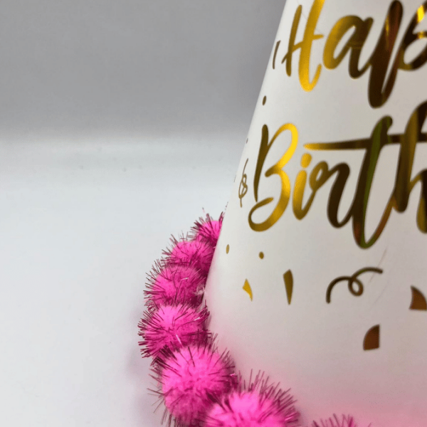 Ponponlu Şapka Happy Varaklı 25 Cm Pembe - 2